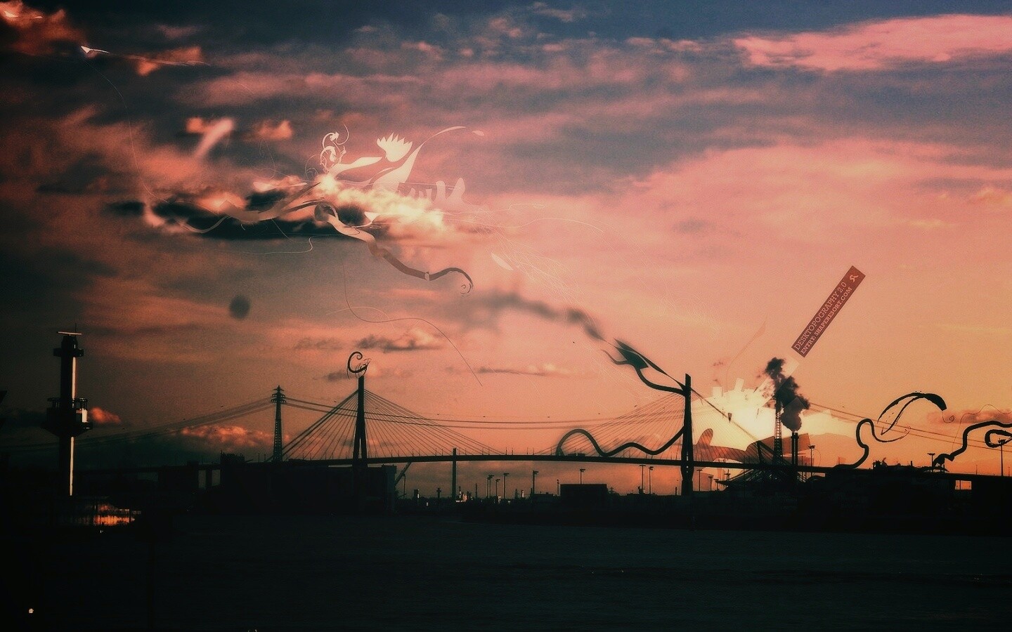 Абстракиця над мостом обои