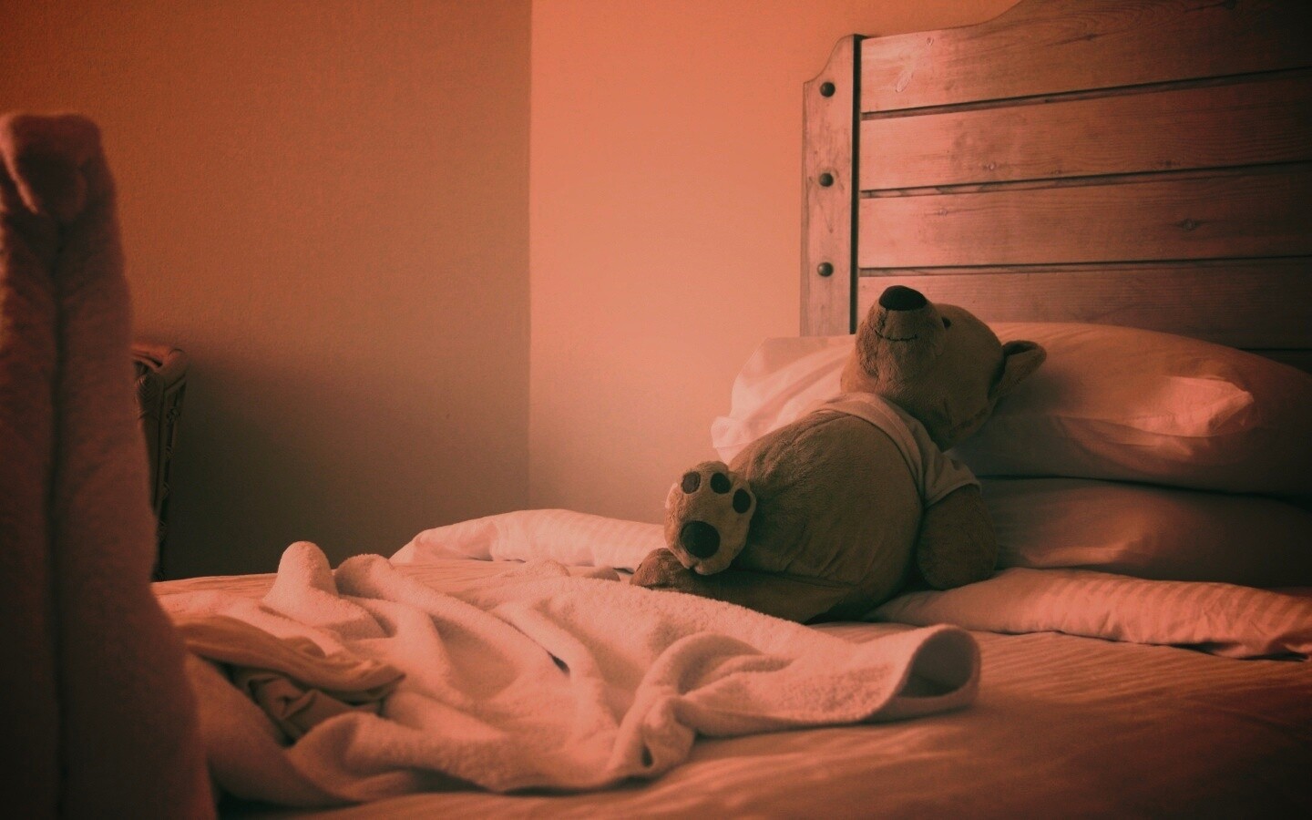 Медвежонок в постели обои