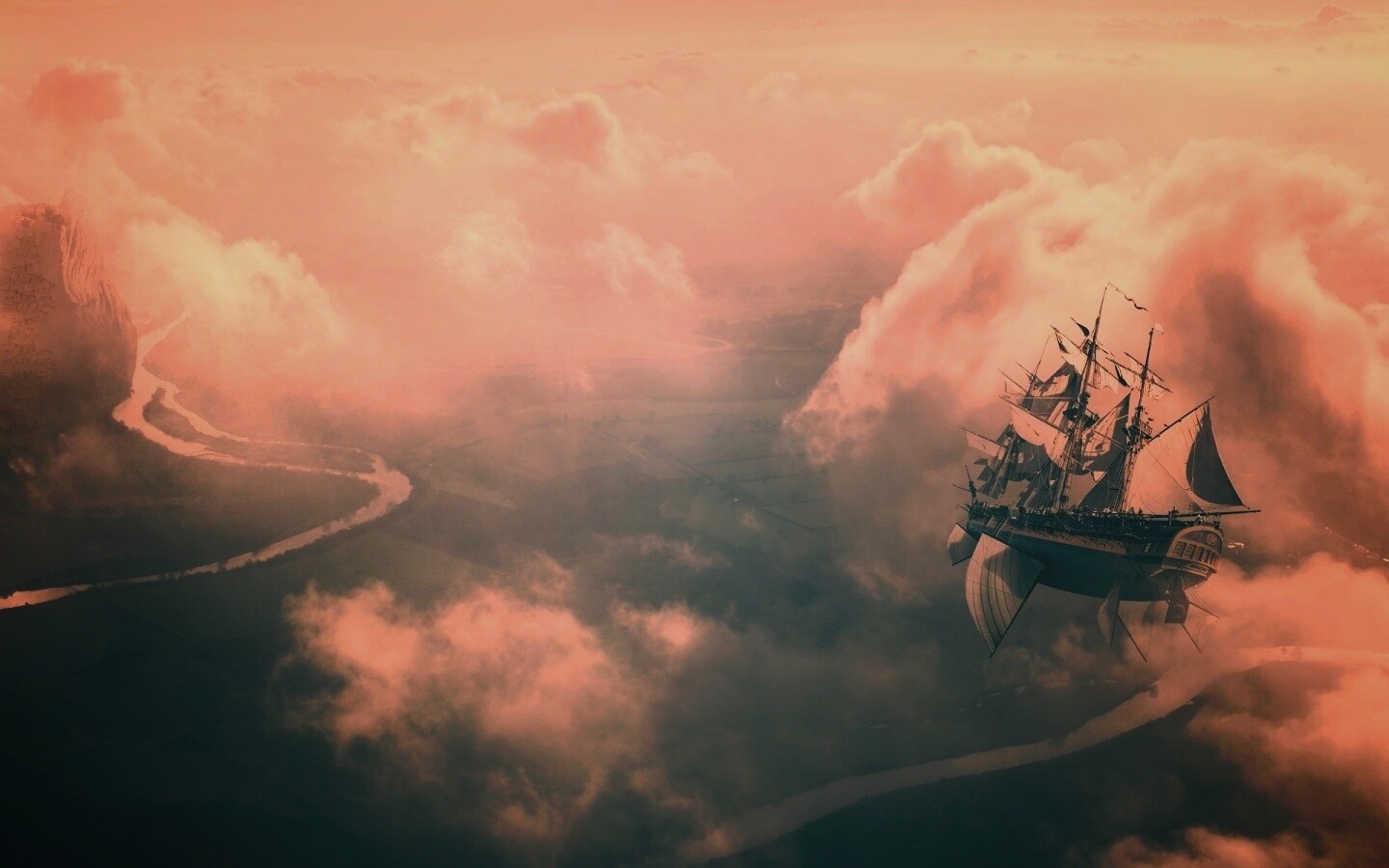 Летающий корабль обои