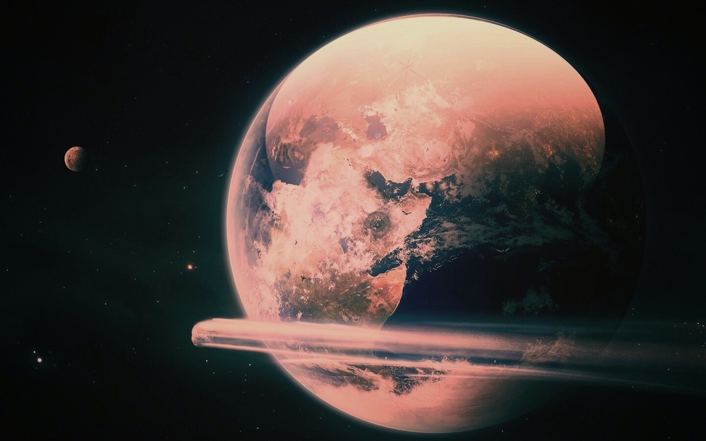 Метеорит пролетает мимо Земли обои