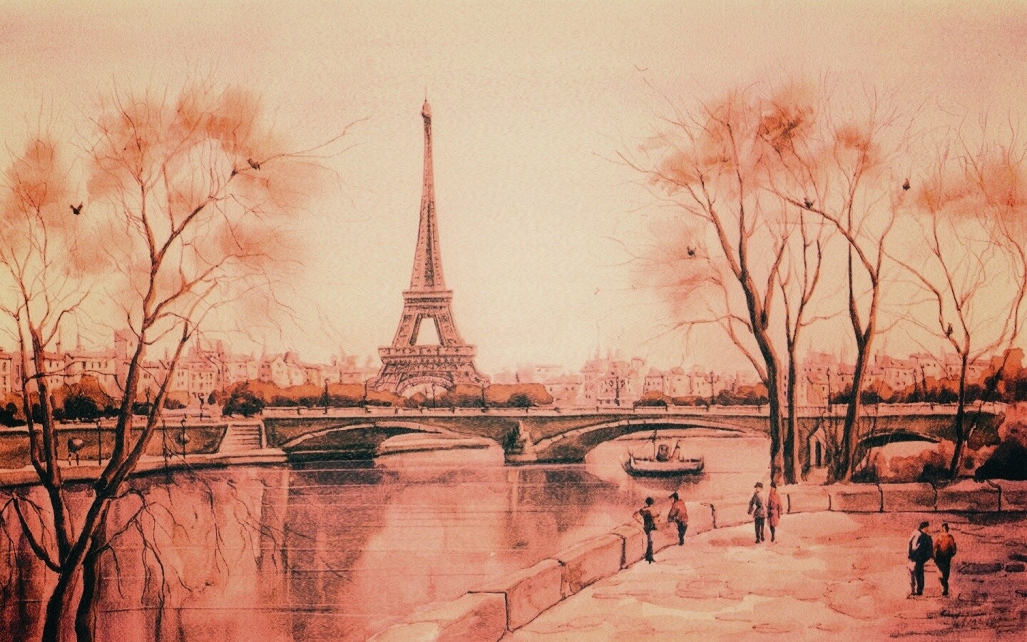 Рисунок Эйфелевой башни обои