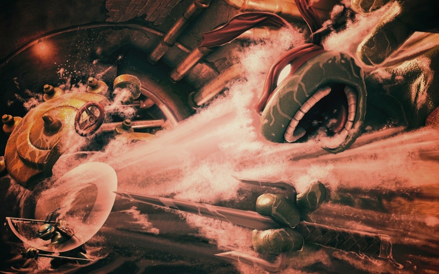 Рафаэля и Леонардо смывает водой обои