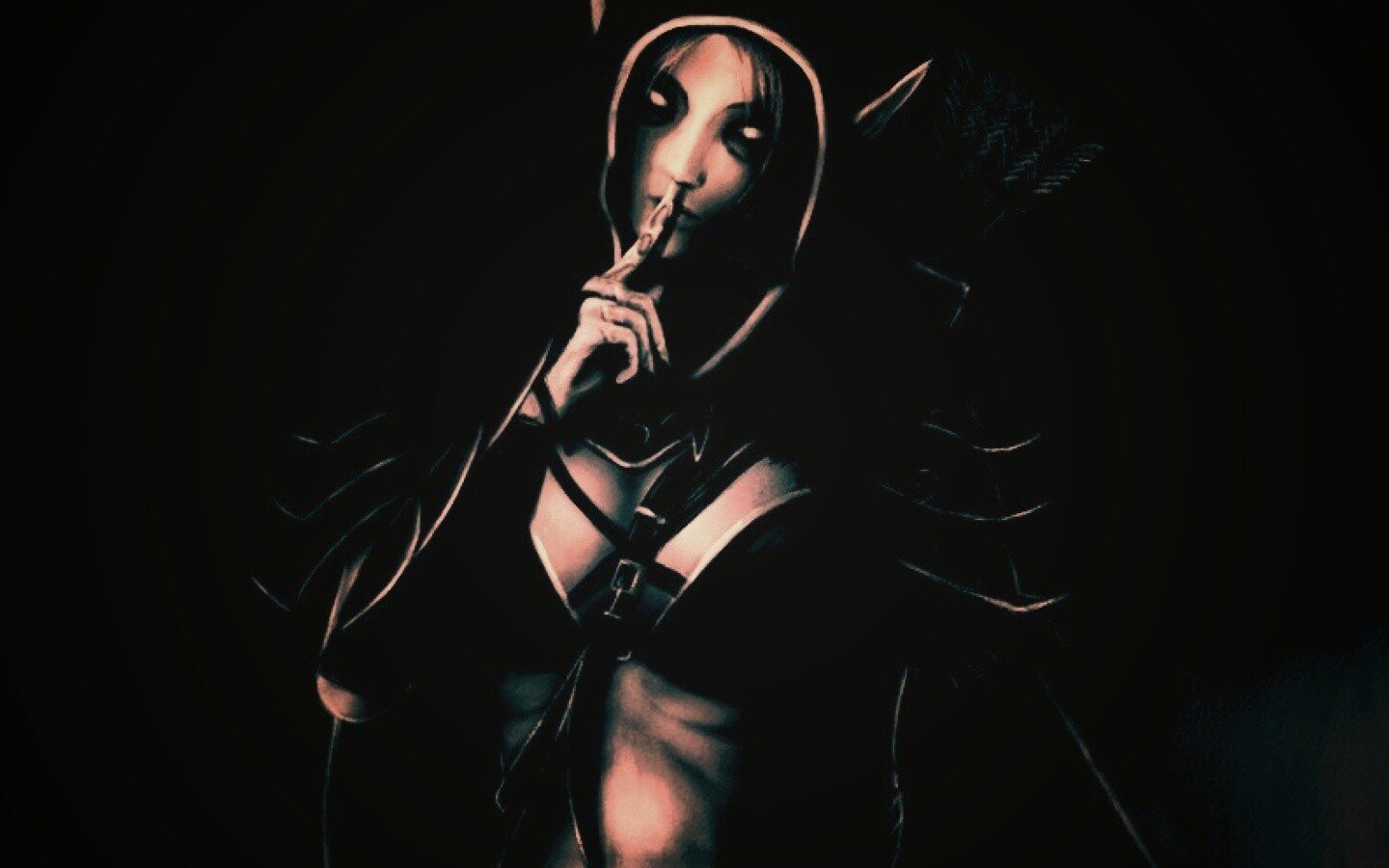 Ночная эльфийка призывает к тишине обои