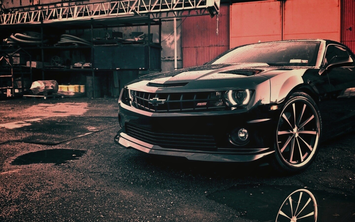 Черный шевроле камаро SS обои