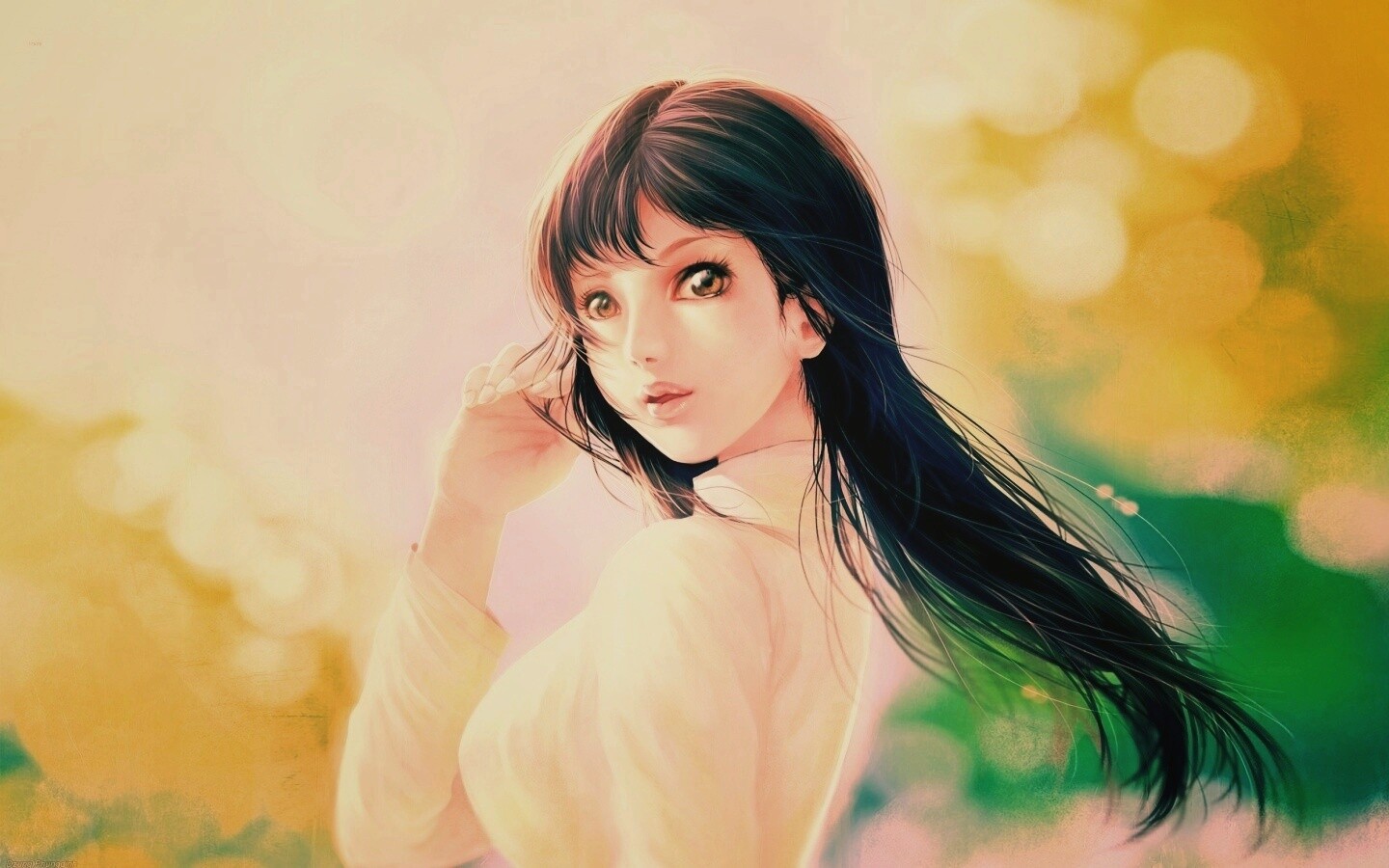 Девушка вполоборота обои