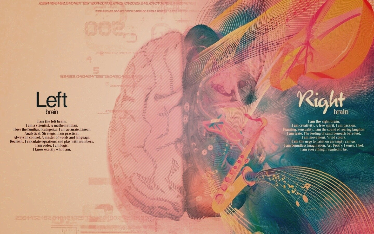 Левая и правая половина мозга обои