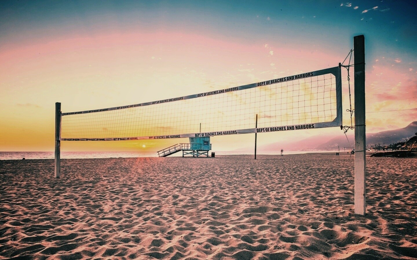 Сетка для волейбола на пляже обои