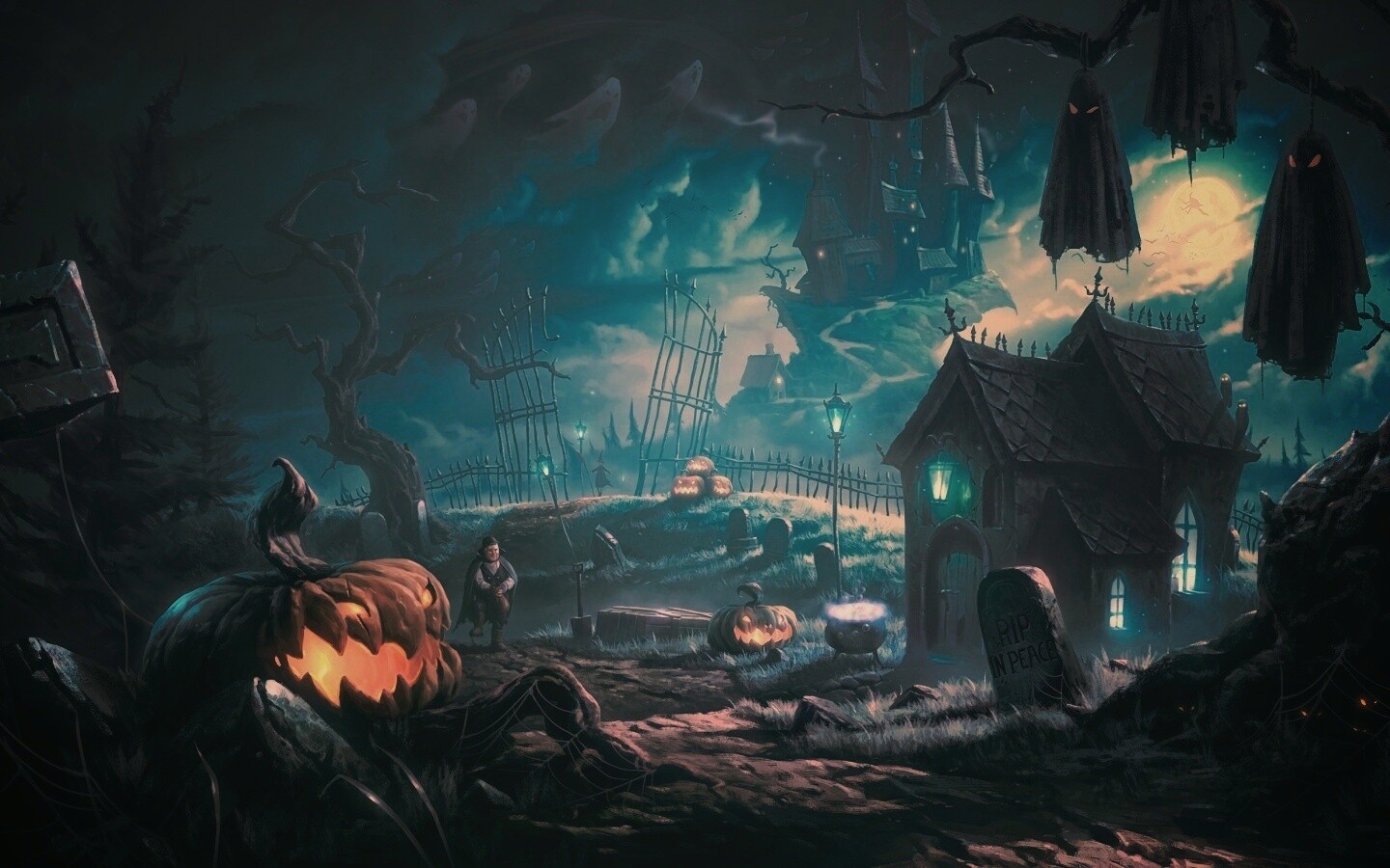 Кладбище на Хэллоувин обои