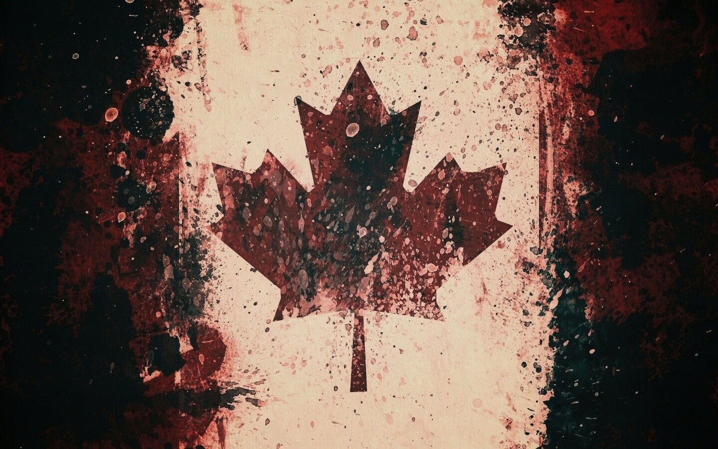Флаг Канады нарисованный краской обои