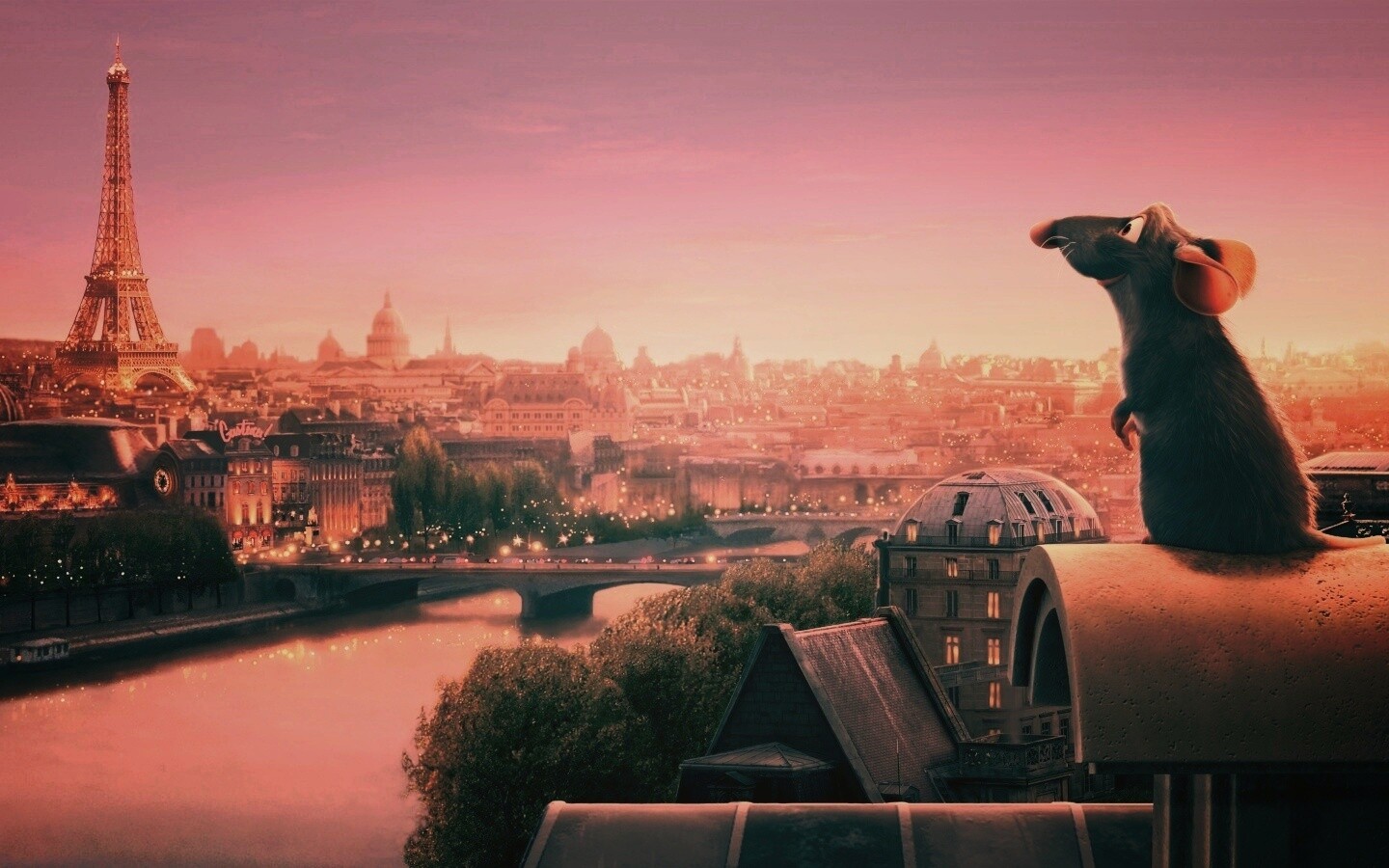 Рататуй на фоне Парижа обои