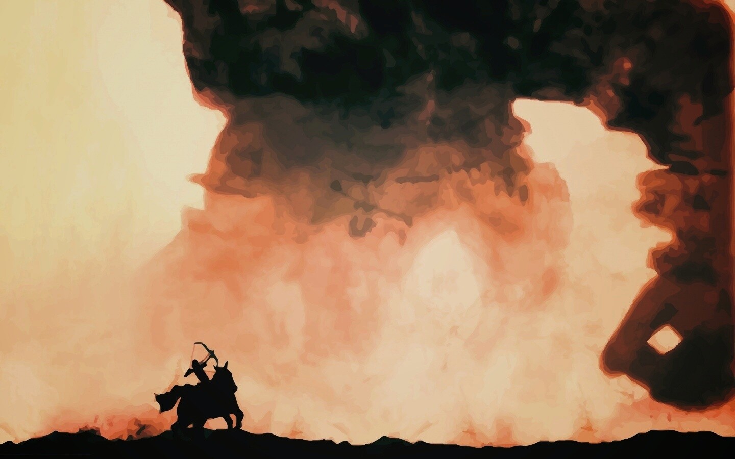 Всадник и огромный голем обои