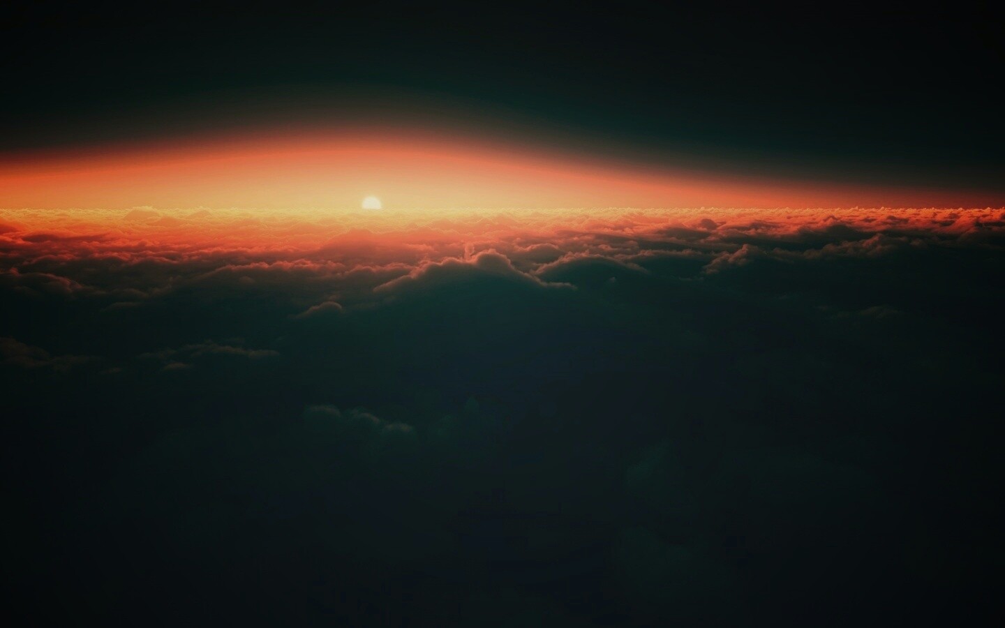 Закат над облаками обои