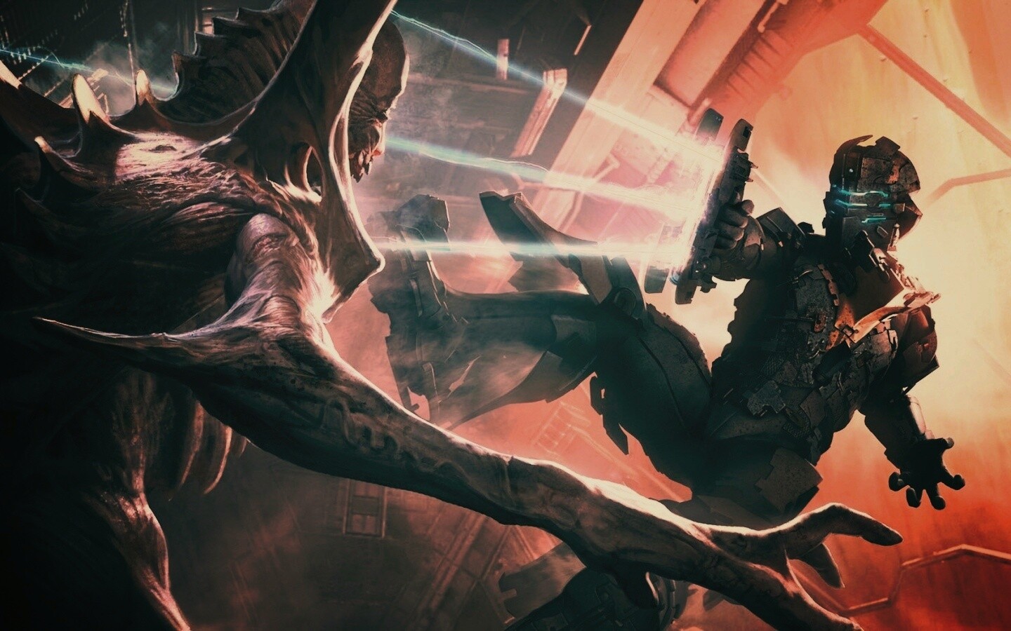 Айзек Кларк стреляет в монстра обои