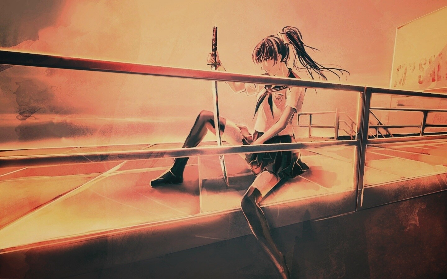 С катаной в руке обои