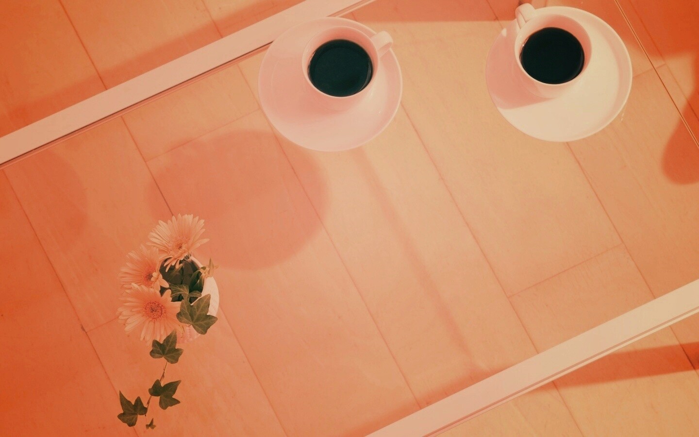 Кофе и цветы обои