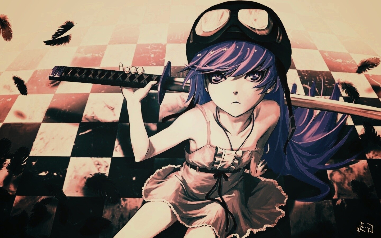 Девушка с катаной обои