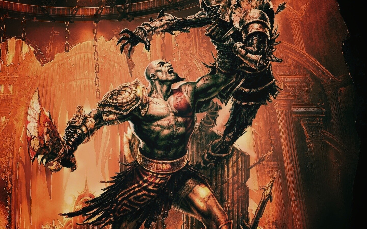 Кратос с мечем обои