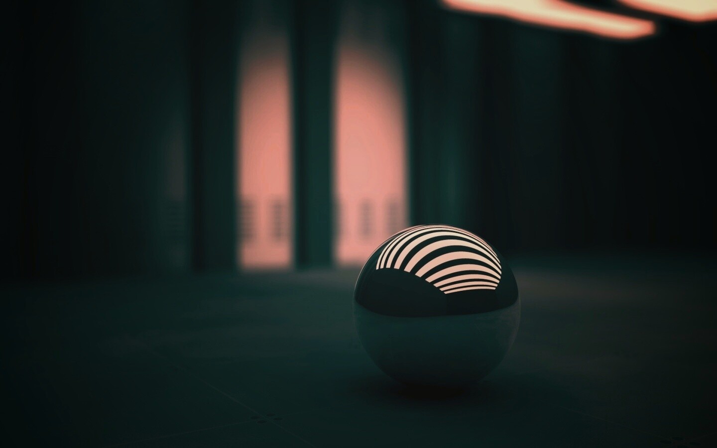 Трехмерный блестящий металлический шарик обои