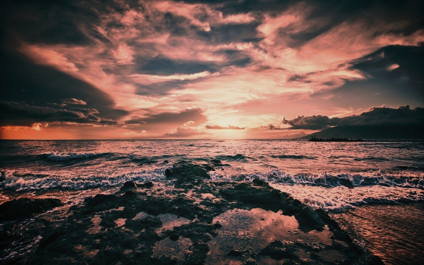 Закат на море обои