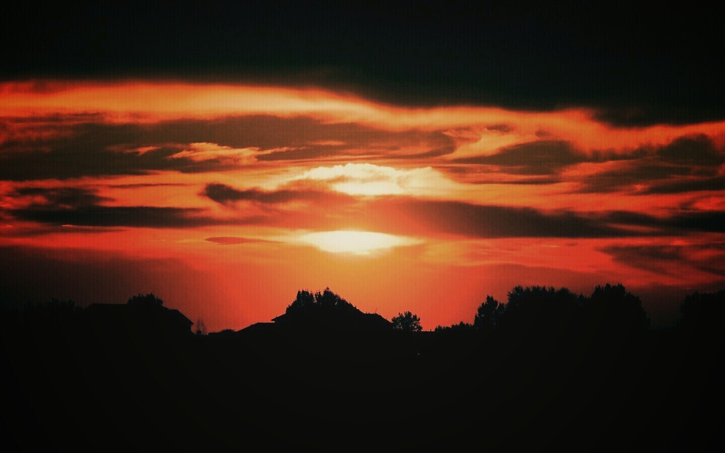 Оранжевый закат обои