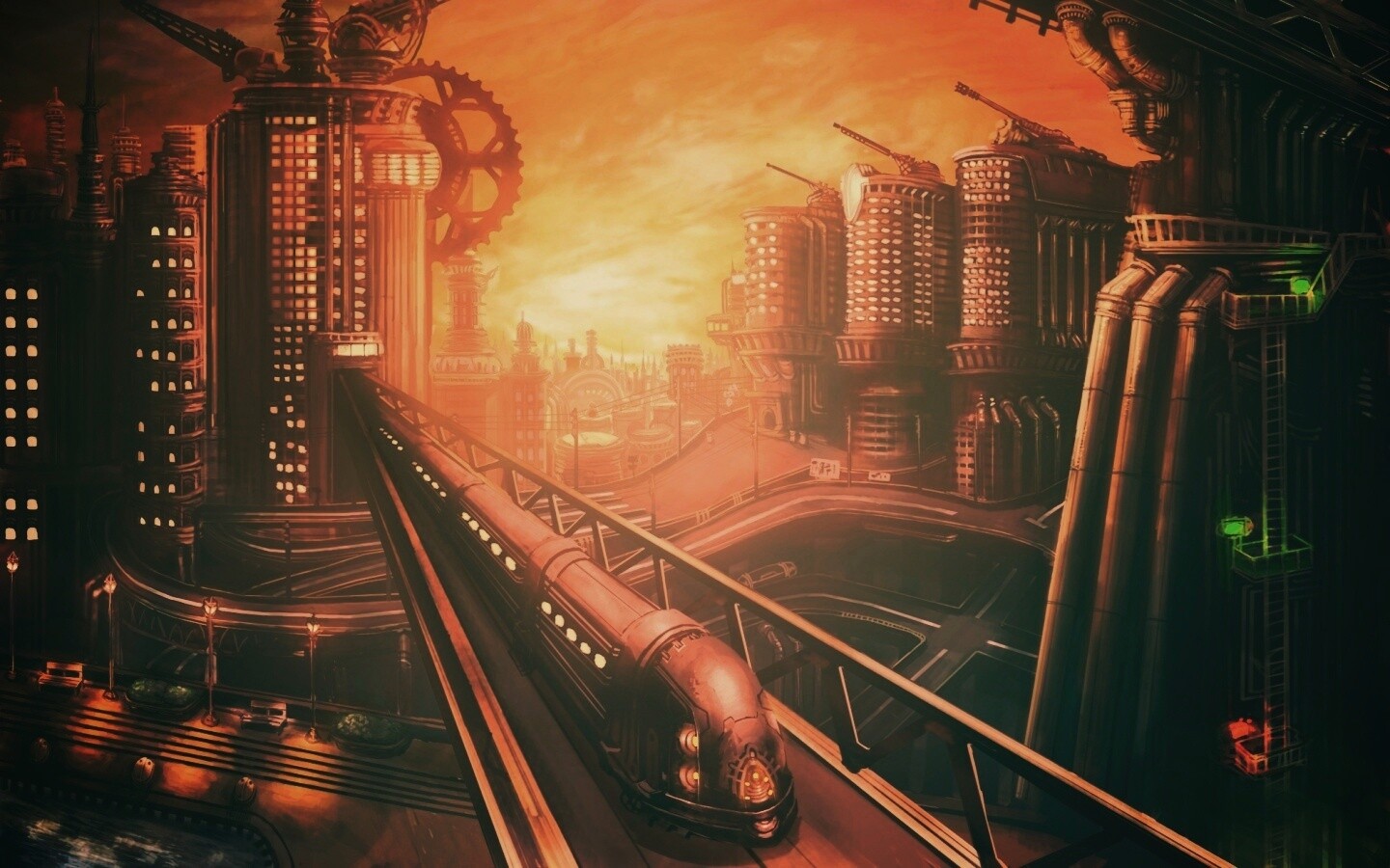 Город из мира стимпанк обои
