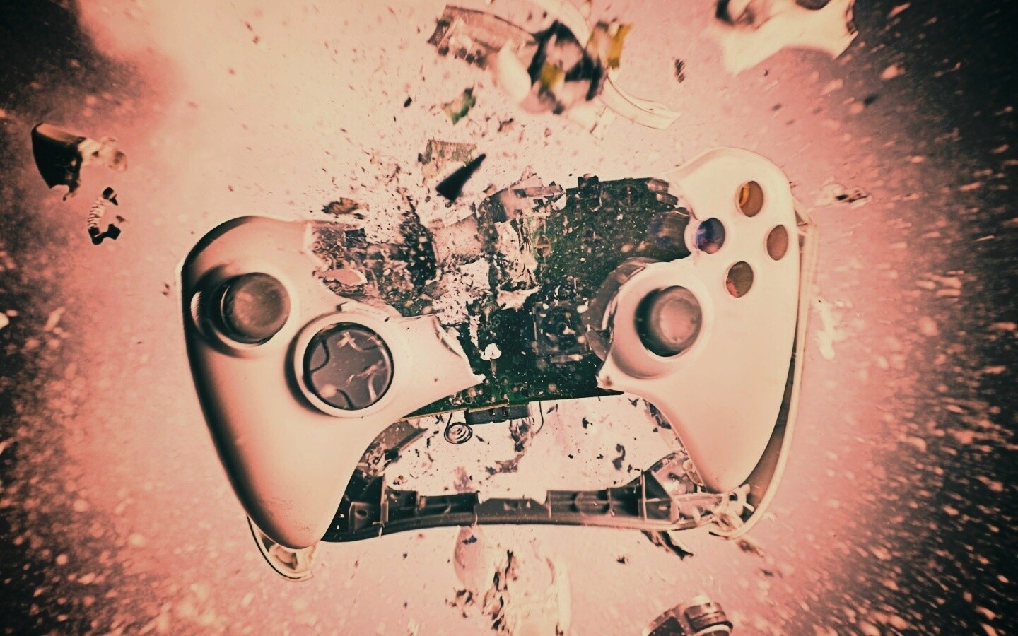 Взрывающийся белый контроллер xbox обои