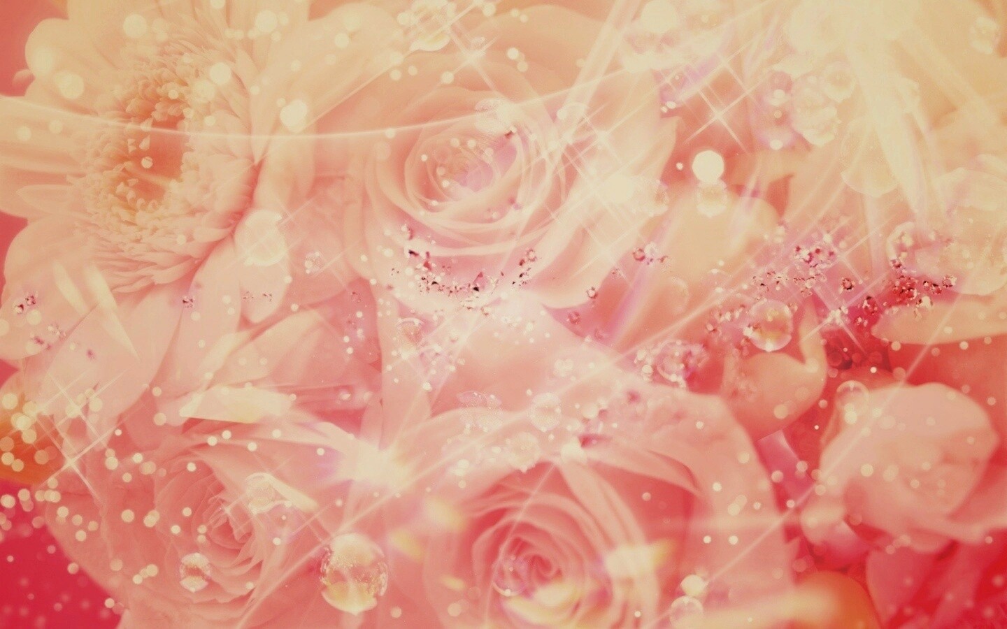 Розово-розовая абстракция с цветами обои