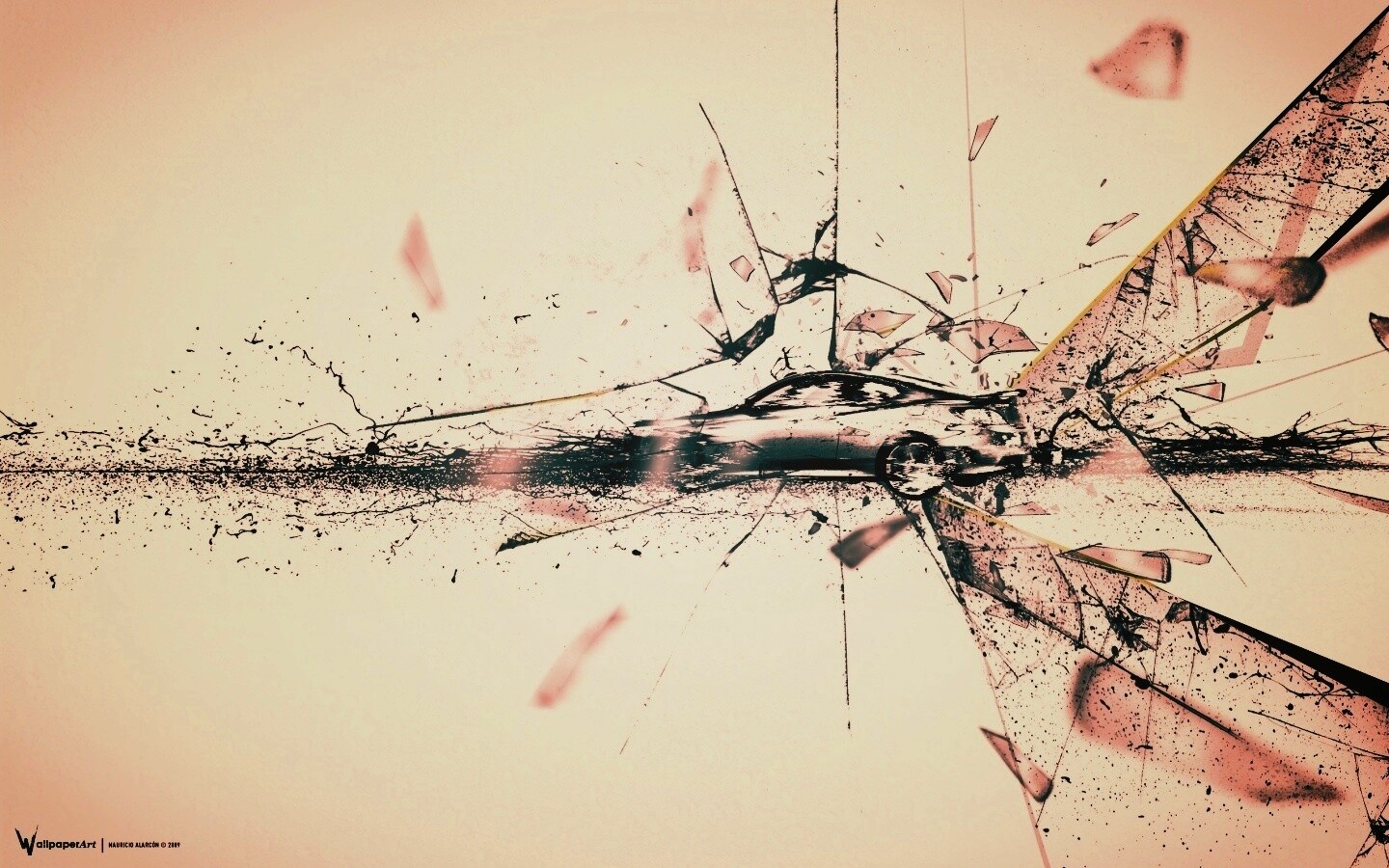 Летящие осколки обои