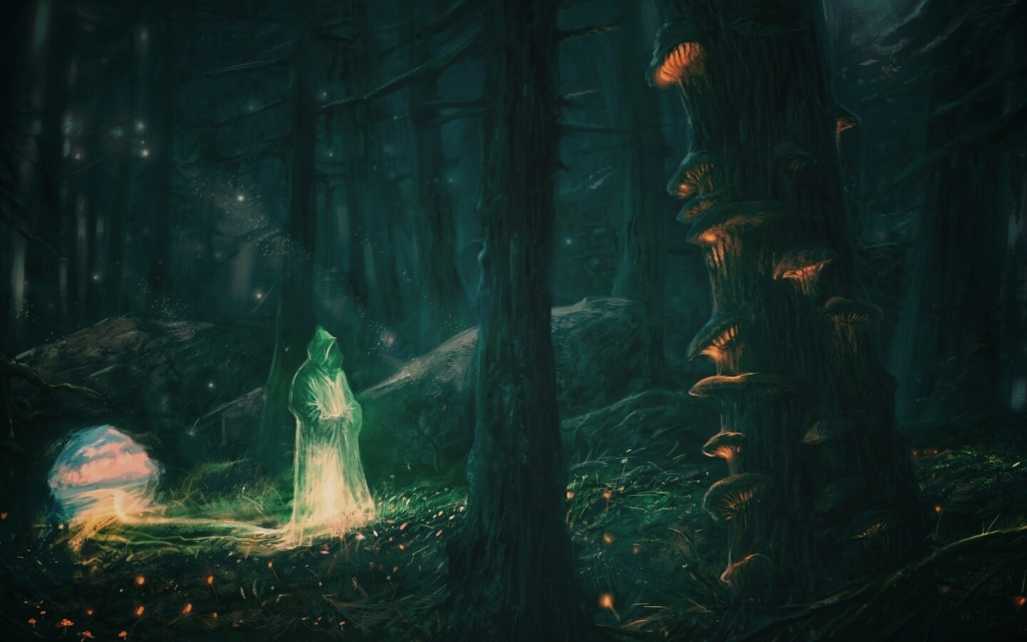 Маг света в лесу обои