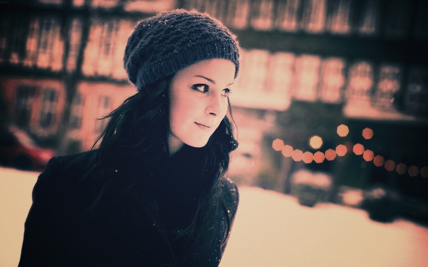 Девушка зимой обои