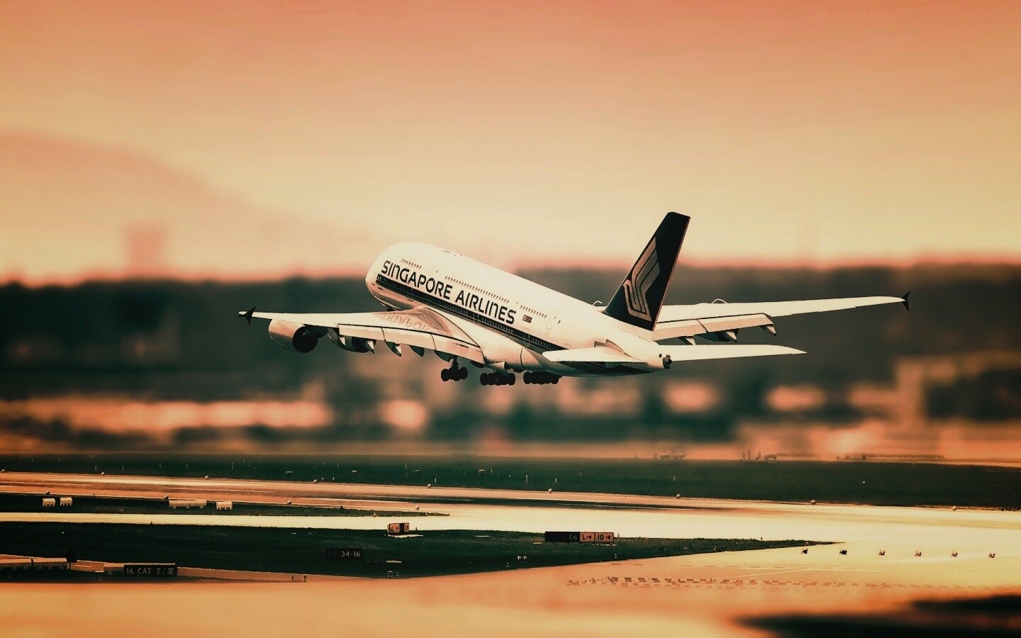 Взлет гражданского самолета обои