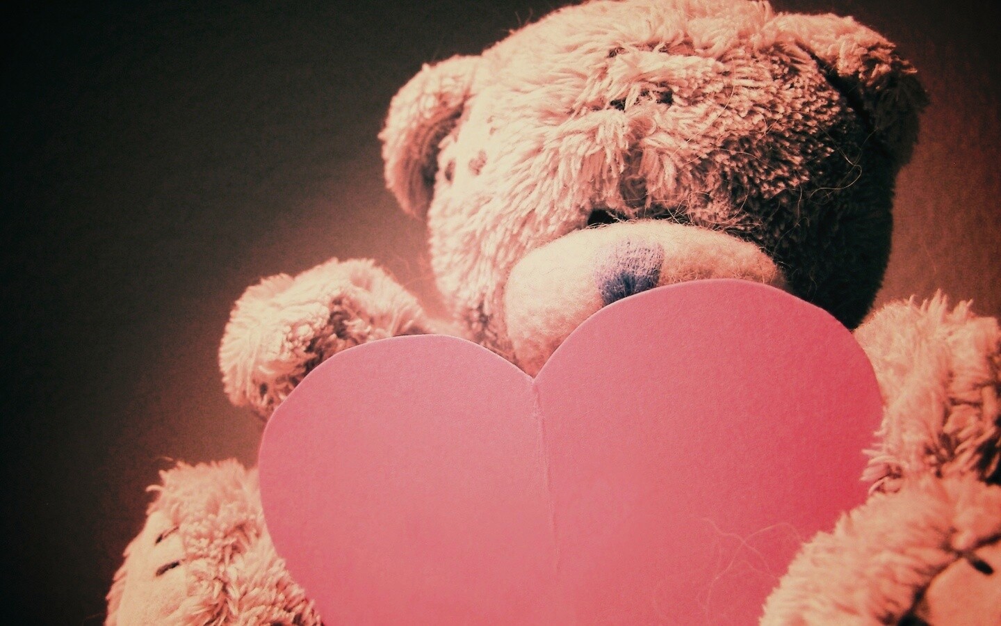 Мишка с сердцечком обои