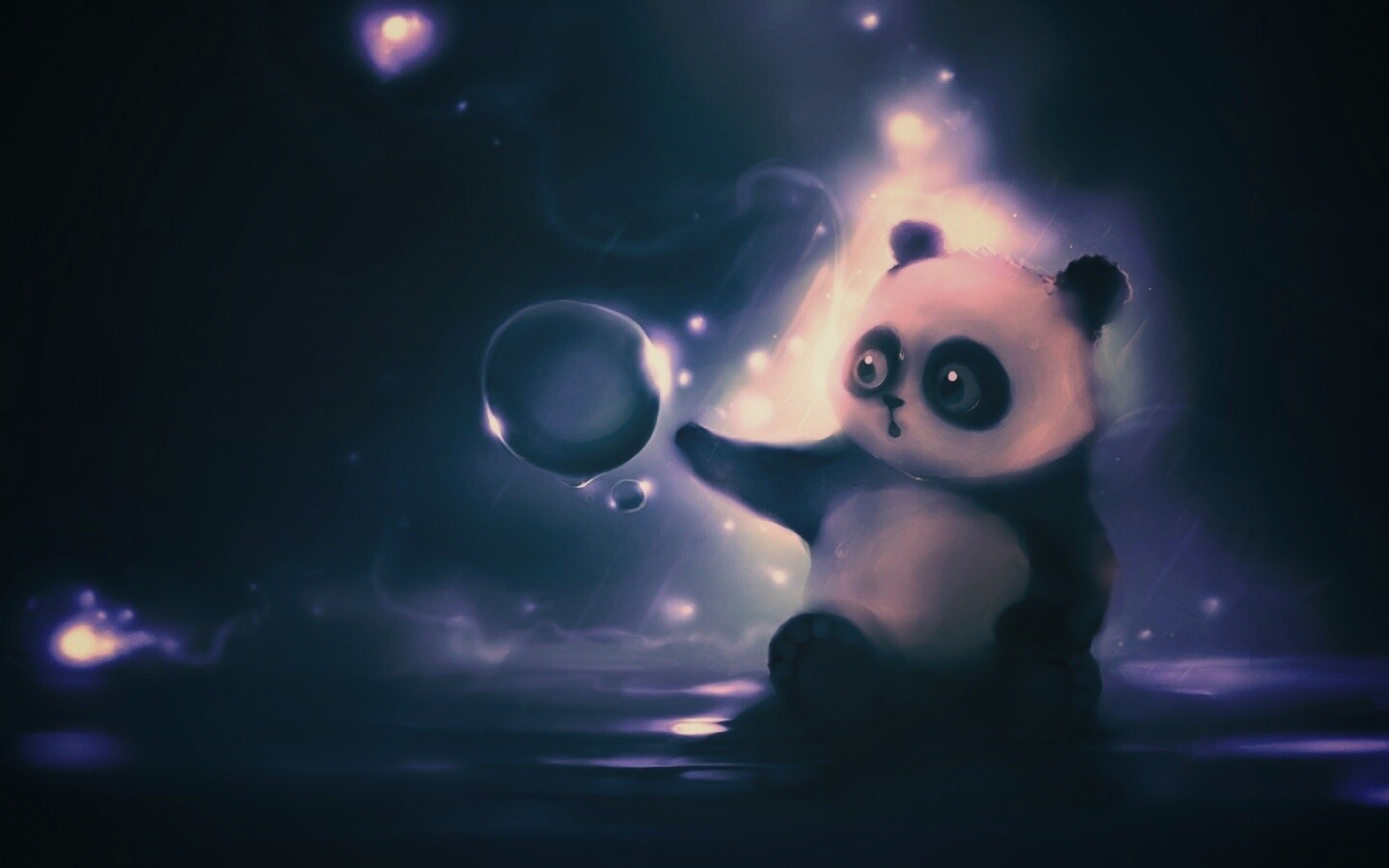 Панда и пузырек обои