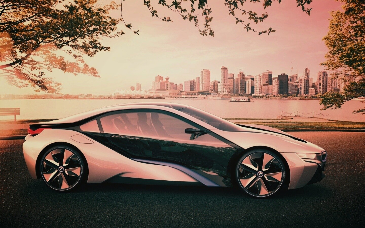 Концепт БМВ на берегу озера обои