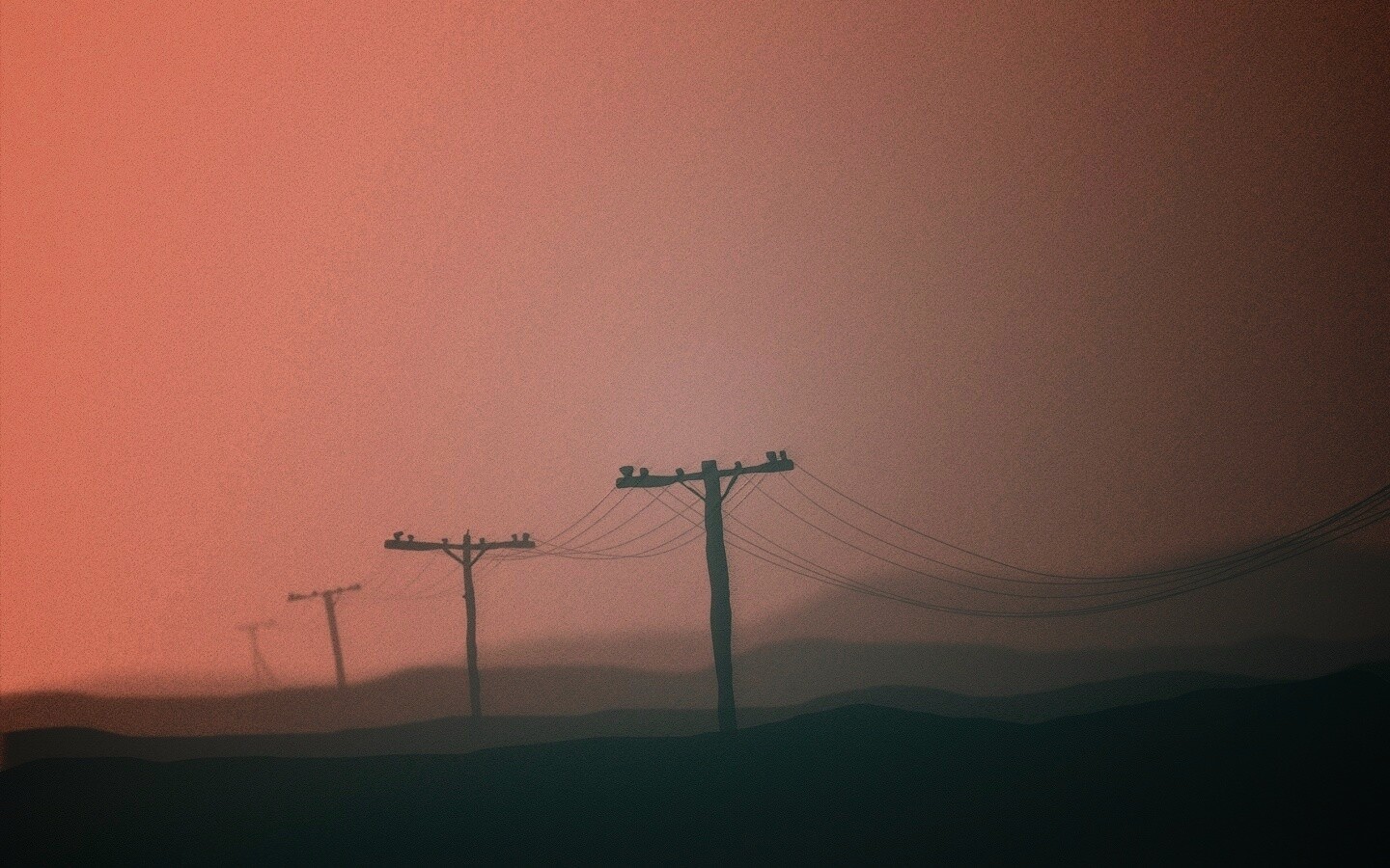 Столбы в тумане обои