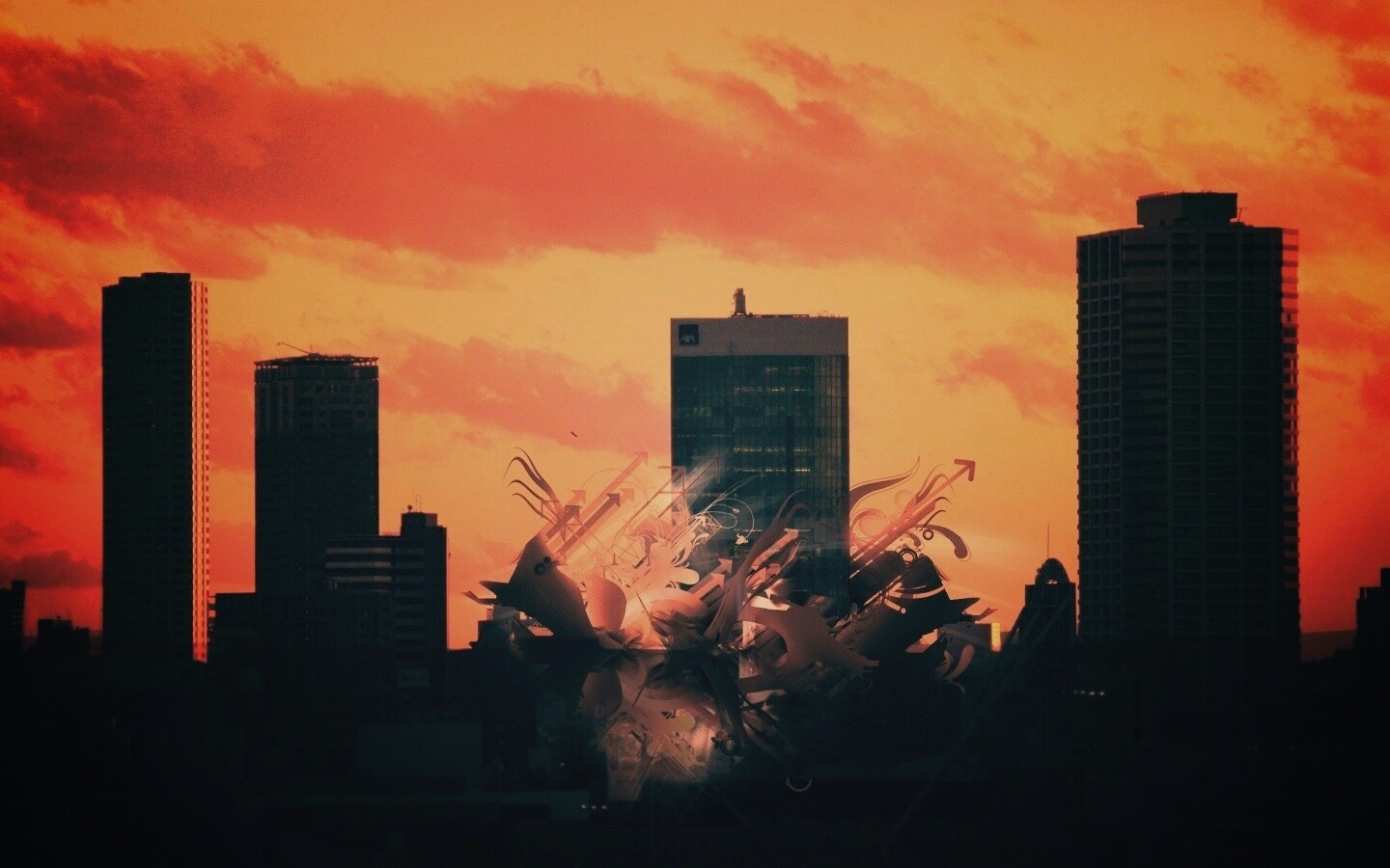 3D абстракция прямо в городе обои