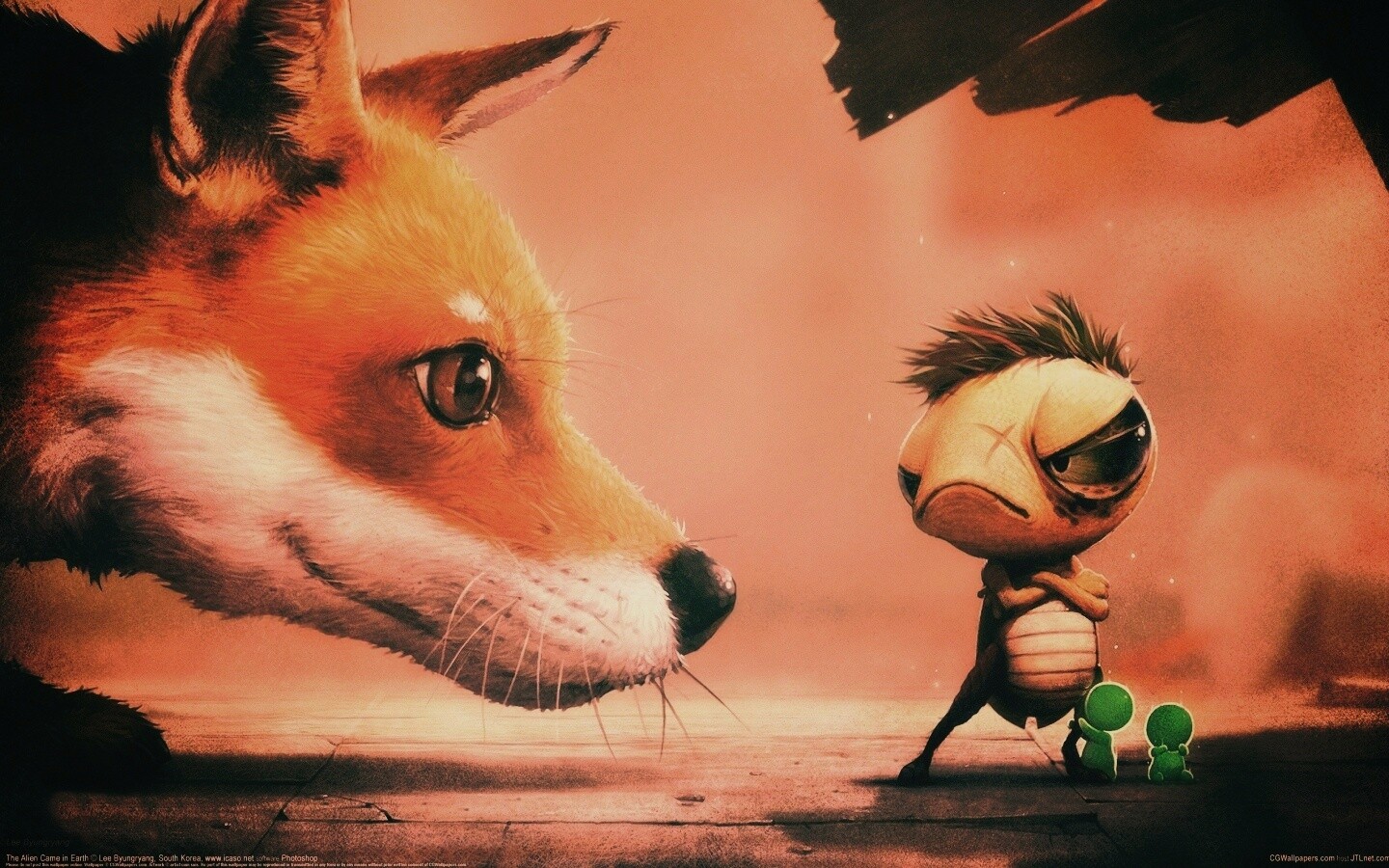 Лиса и жук обои