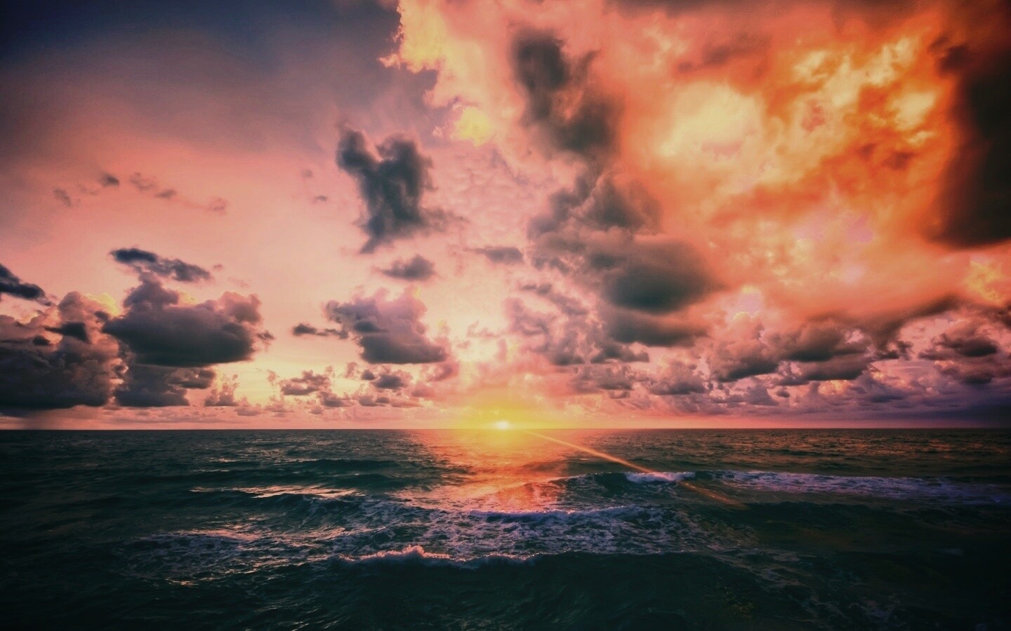 Закат на море обои