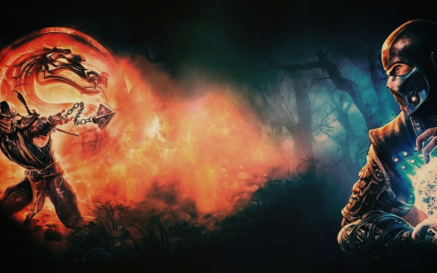 Бой SubZero и Scorpion из Mortal Kombat обои
