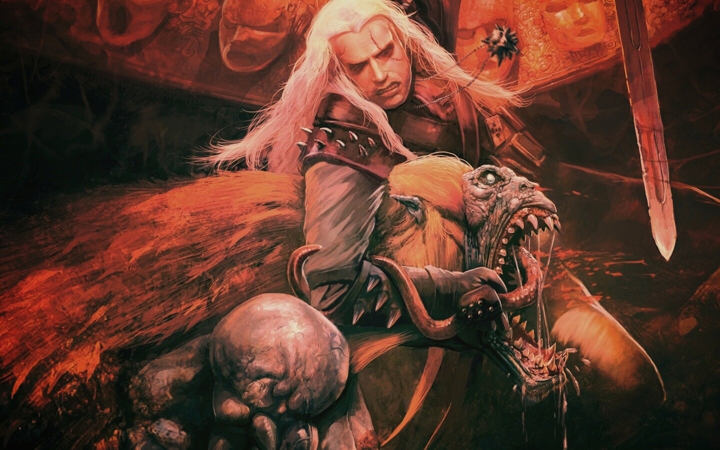 Ведьмак и монстр обои