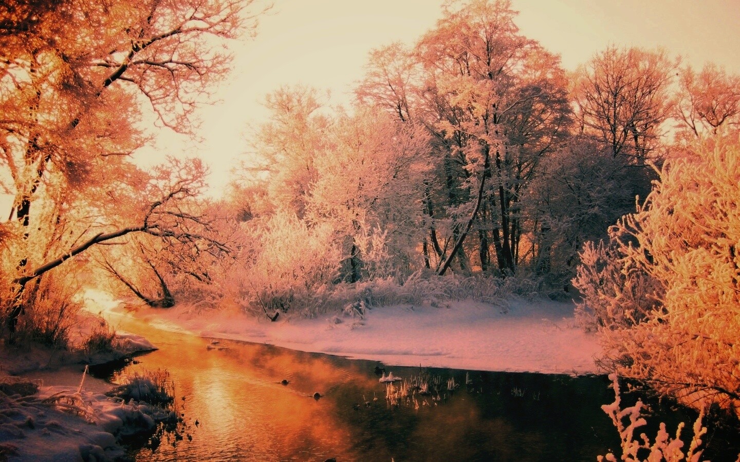 Зимняя река обои