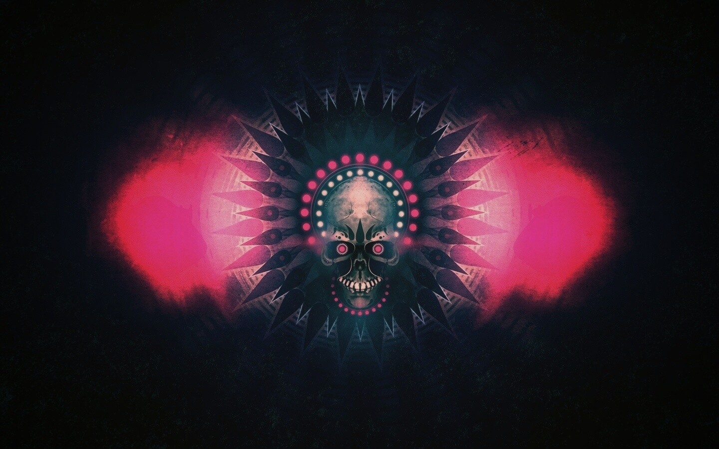 Неоновый череп обои