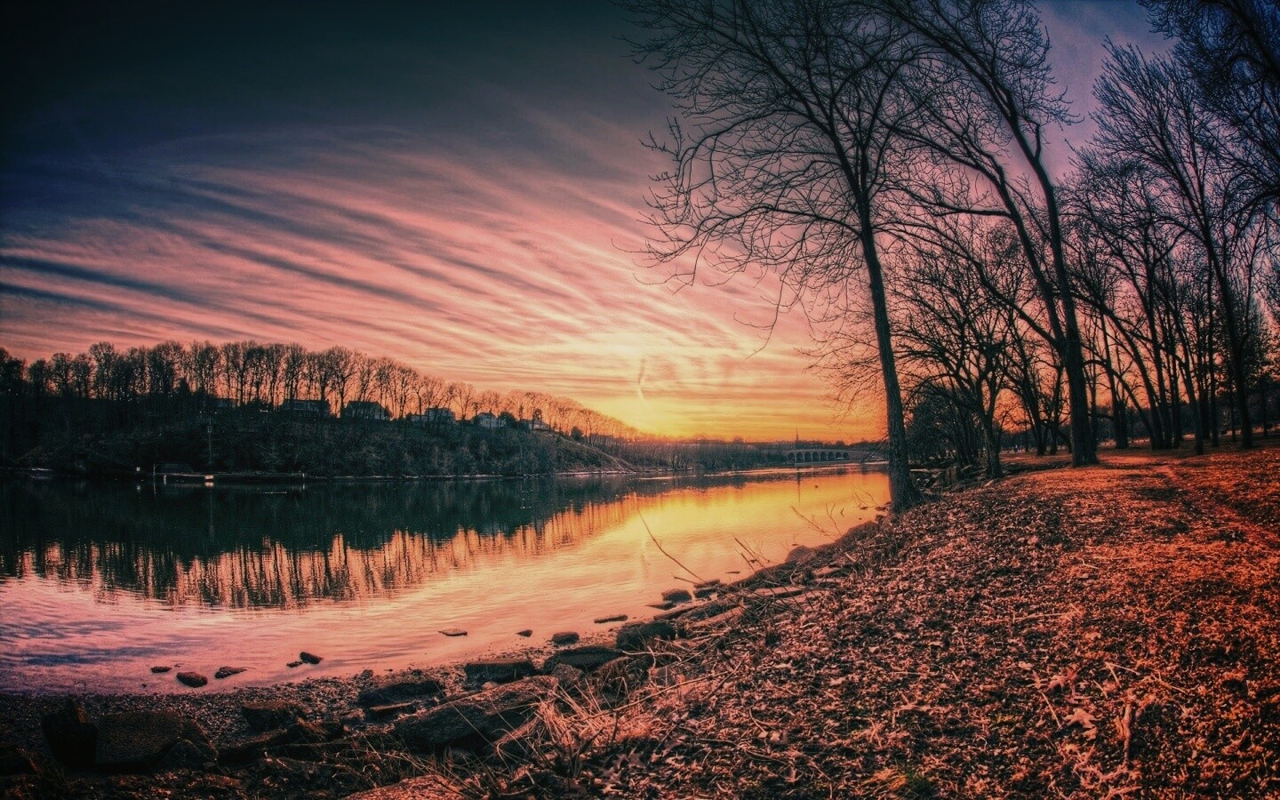 Осенний закат обои