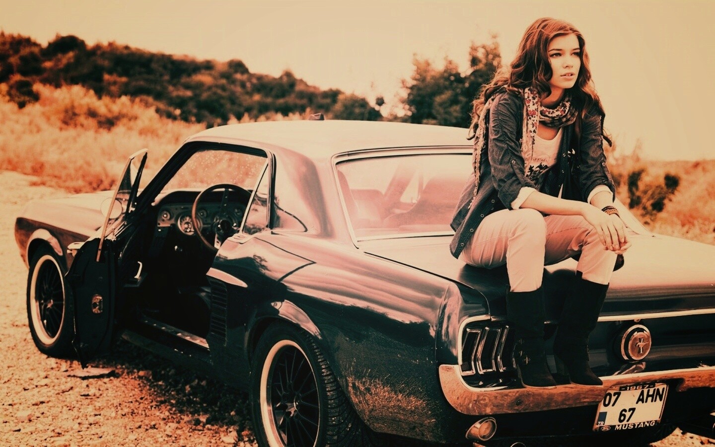 Девушка на мустанге обои