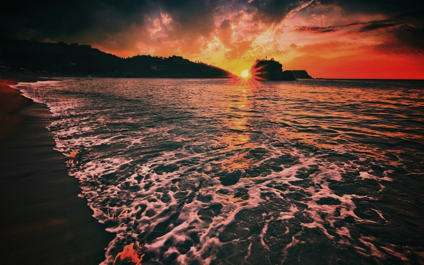 Закат в лагуне обои