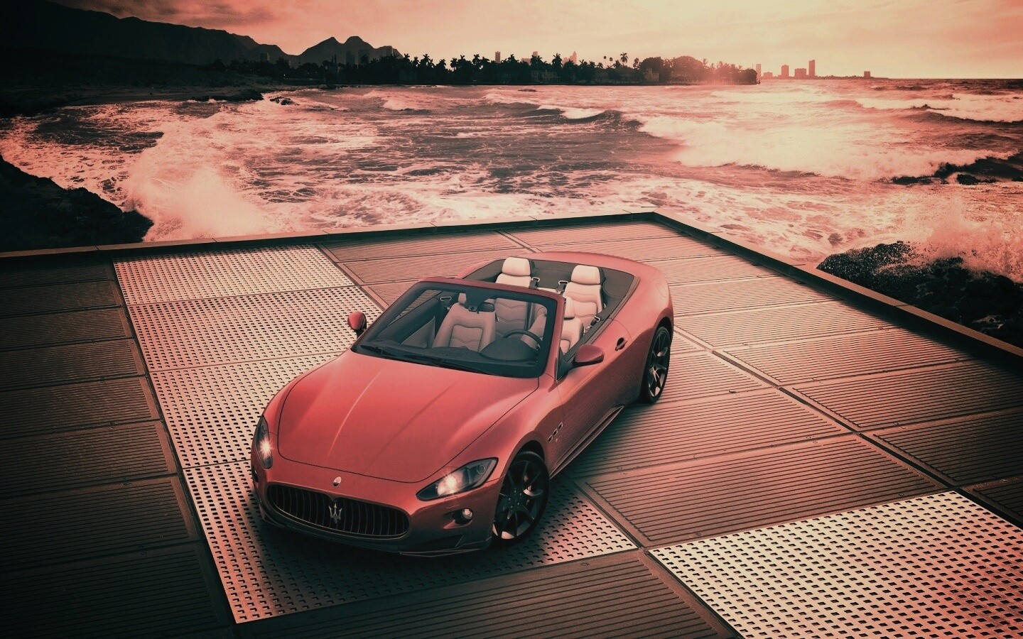 Мазерати на берегу моря обои