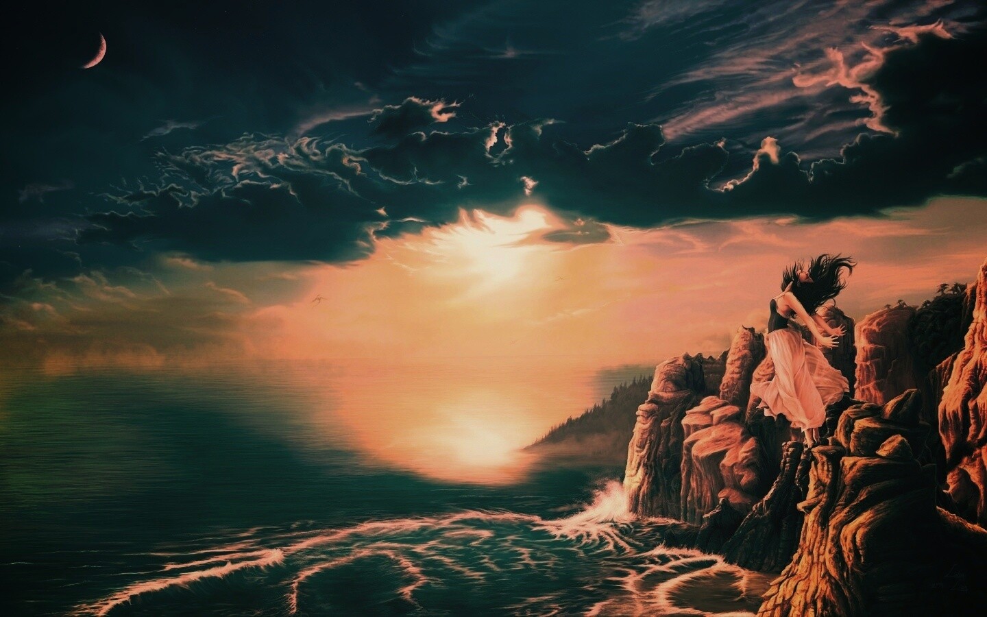 Прыжок с обрыва обои