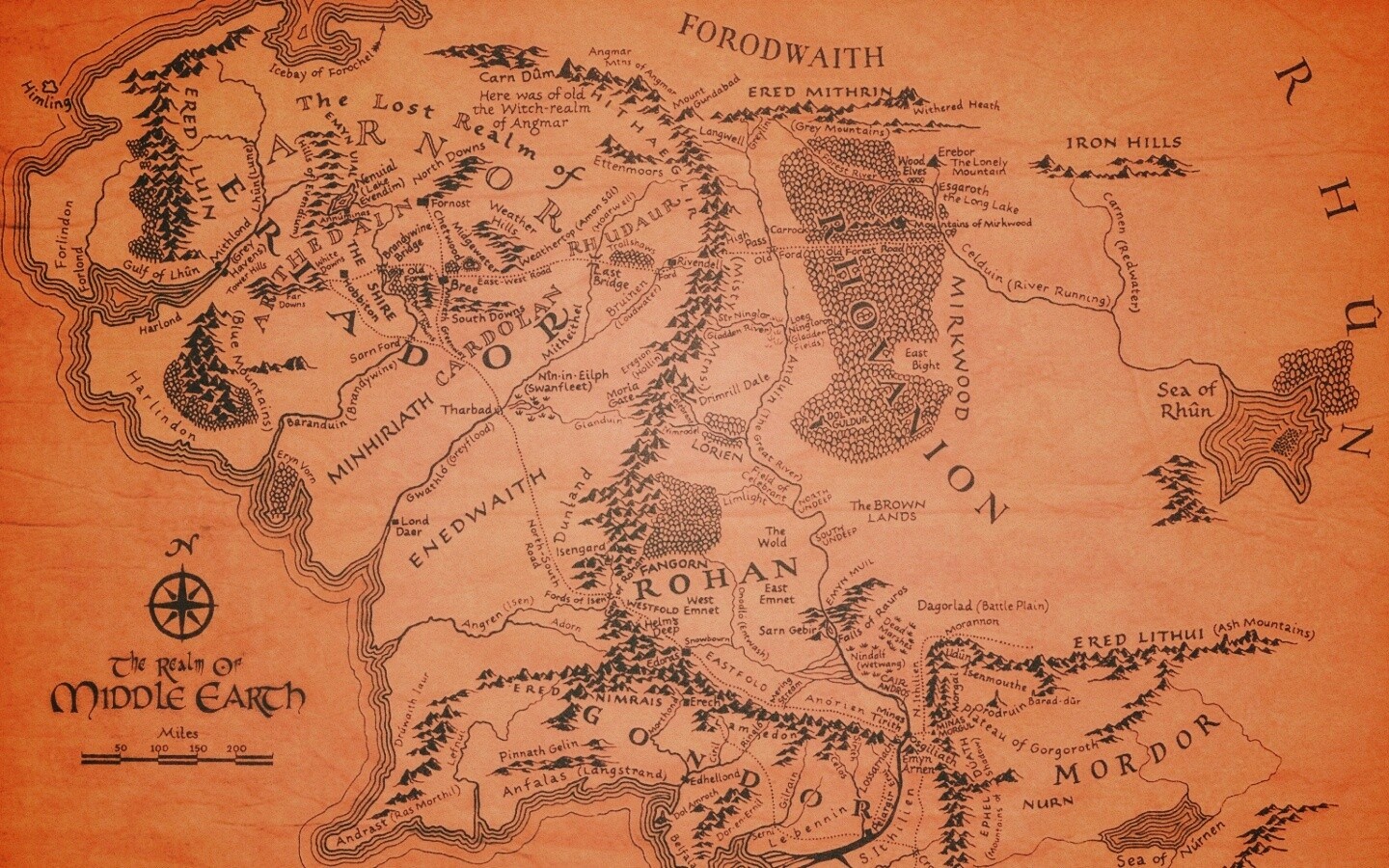 Карта Средиземья обои
