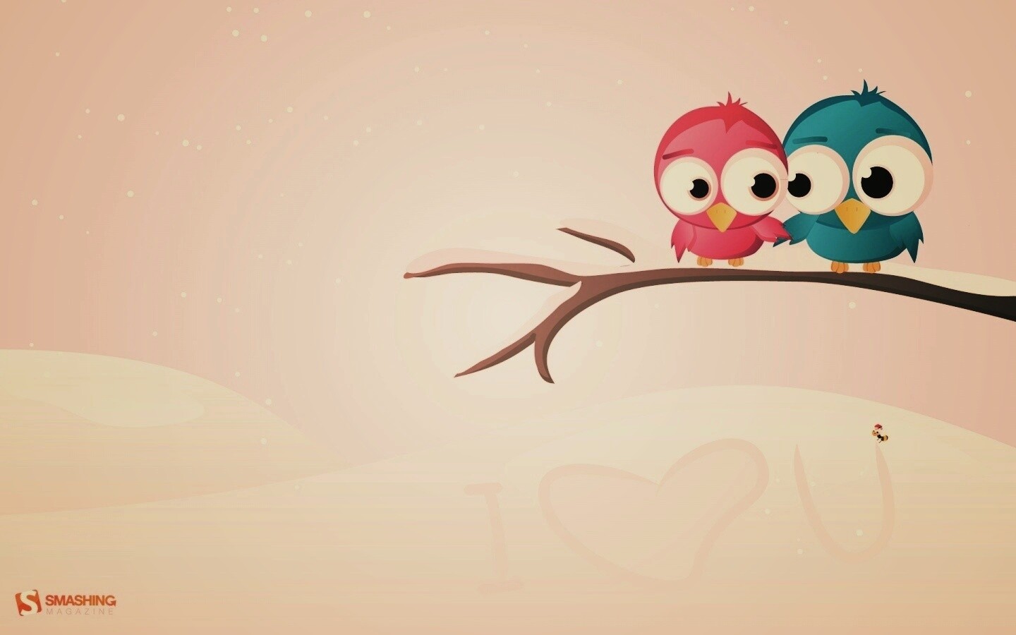 Две птички на ветке щебечут о любви обои