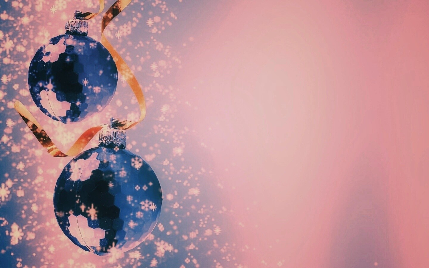 Синие новогодние шары обои